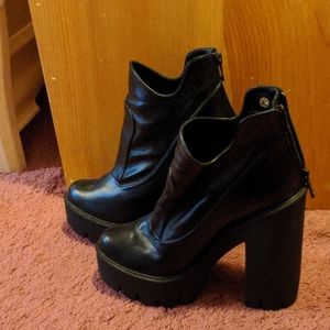 Leather High Heel Ankle Boots